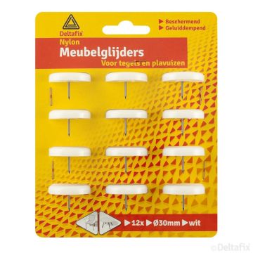 MEUBELGLIJDER NYLON WIT 30MM 12-STK