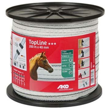 AFR.DRAAD 200 MTR 40MM WIT/ZWART AKO TOP