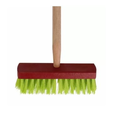 KINDERBEZEM ROOD/GROEN M/STEEL