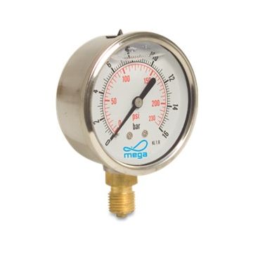 MANOMETER 0 - 16BAR GLYC/GEV 63MM 1/4"O
