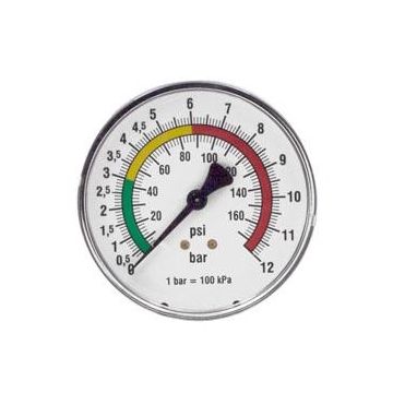 MANOMETER 1/4" ACHTER 63MM 0-12 BAR