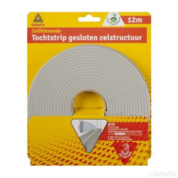 TOCHTSTRIP PVC GRIJS 9x4 MM 12-MTR