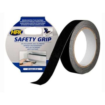 ANTI-SLIP TAPE ZWART 25MM 5MTR HPX