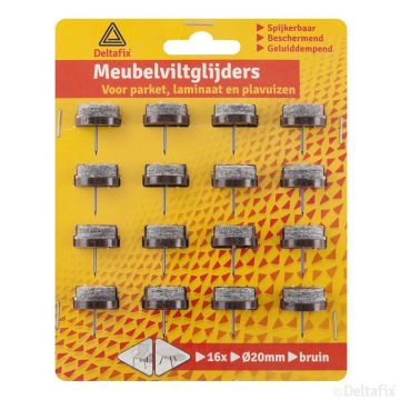 VILTGLIJDER 20 MM NAGEL 16-STK BRUIN