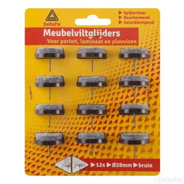 VILTGLIJDER 28 MM NAGEL 12-STK BRUIN