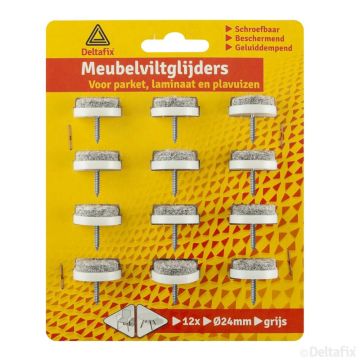 VILTGLIJDER 24 MM NAGEL 12-STK GRIJS