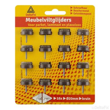 VILTGLIJDER 20 MM SCHROEF 16-STK BRUIN