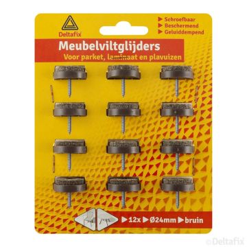 VILTGLIJDER 24 MM SCHROEF 12-STK BRUIN