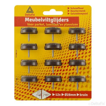 VILTGLIJDER 28 MM SCHROEF 12-STK BRUIN