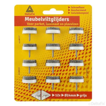 VILTGLIJDER 24 MM SCHROEF 12-STK GRIJS