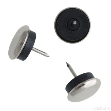 MEUBELGLIJDER 25MM CHROOM /MET RUBBER