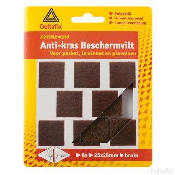 ANTI-KRASVILT VIERKANT 25MM BRUIN 8-ST