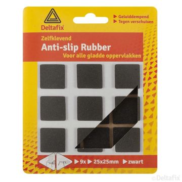 ANTI-SLIPRUBBER 25X25 MM ZWART