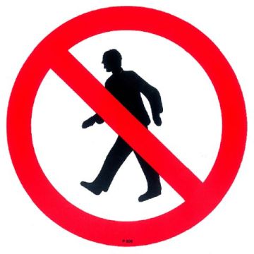 BORD ROND 180MM 'VOETGANGERS VERBODEN'