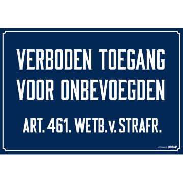BORD COMBI 23X33 VERB.TOEGANG ONBEVOEGD