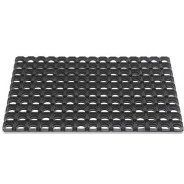 VLOERMAT  60X40 RUBBER ZWART DOMINO