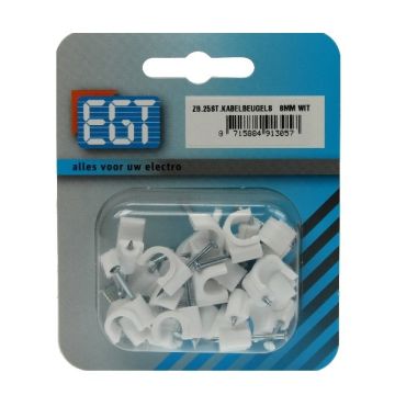 KABELCLIPS  6MM PLAT WIT 25-ST