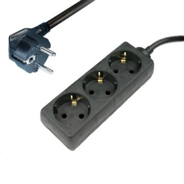 TAFELCONT.DS 3-V RA M/SNOER 1.5M ZWART