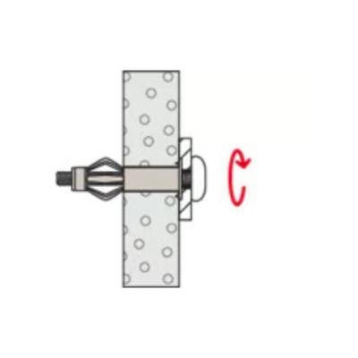 Bout in de muur draaien zodat de plug gaat spreiden Bout in de muur draaien zodat de plug gaat spreiden